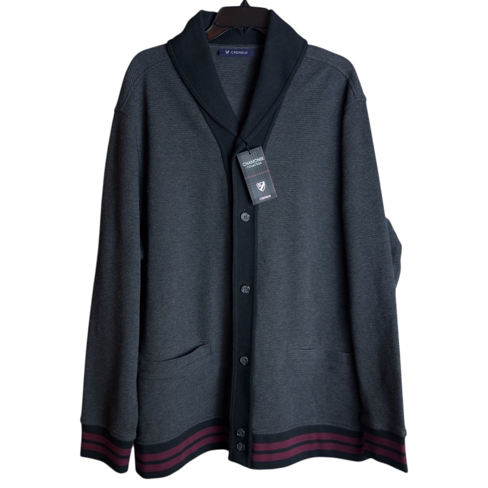 Daniel Cremieux 2XL Blue‎ Label Gray Charcoal Cardigan Chamonix Collection NWT